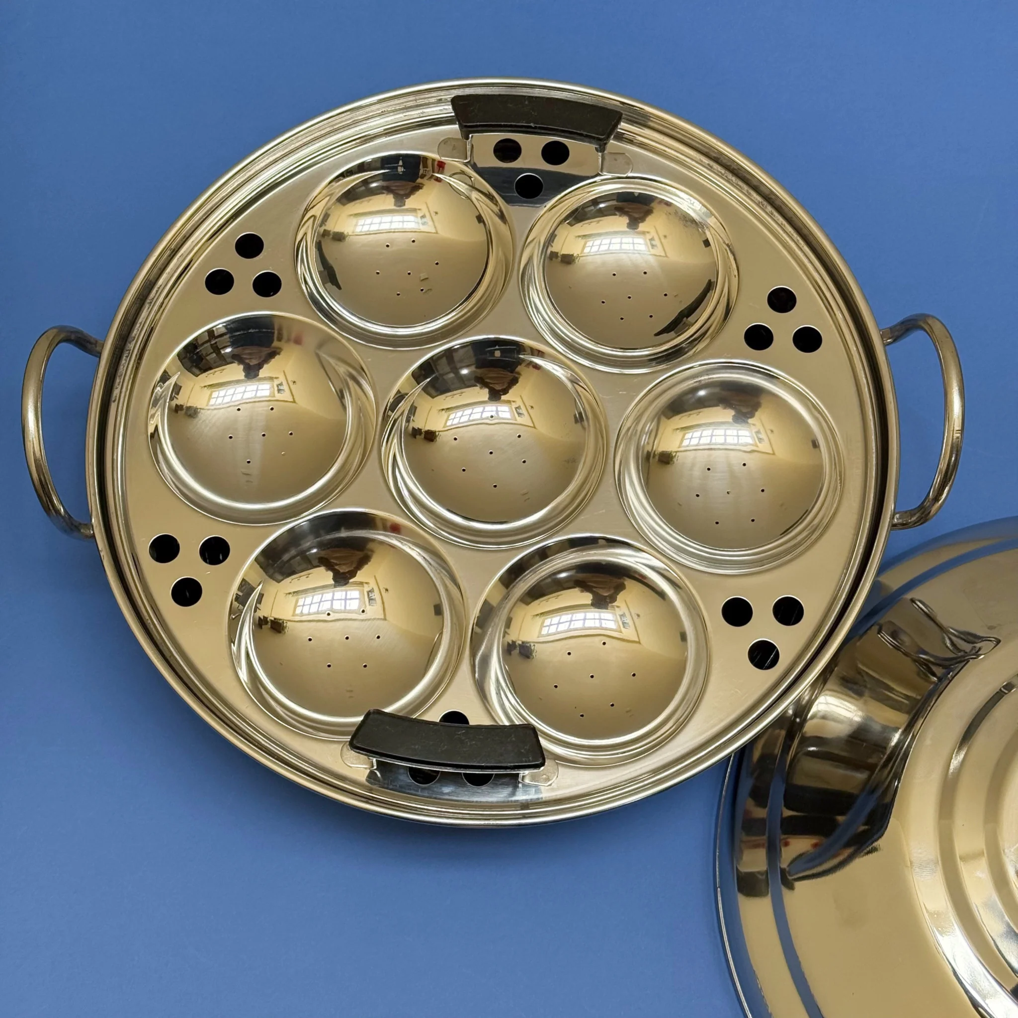 7 Idli Kadai Pot with Steamer Plate - Stainless Steel - Image 3