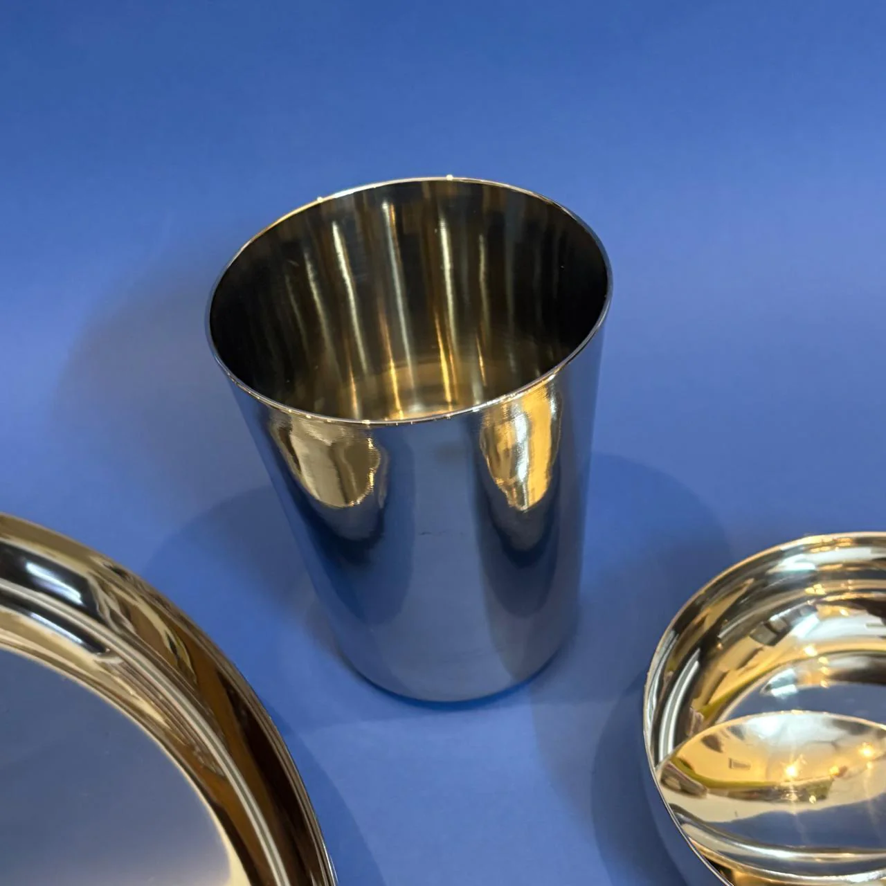 7-Piece Stainless Steel Meal Set – Plate, Cups, Tumbler, Spoon & Fork - Image 4