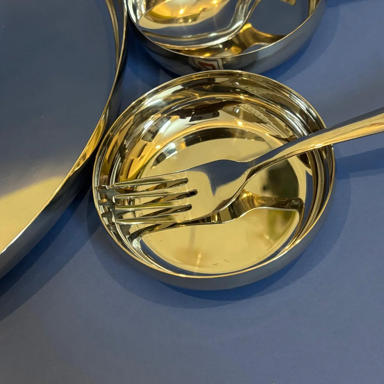 7-Piece Stainless Steel Meal Set – Plate, Cups, Tumbler, Spoon & Fork - Image 6