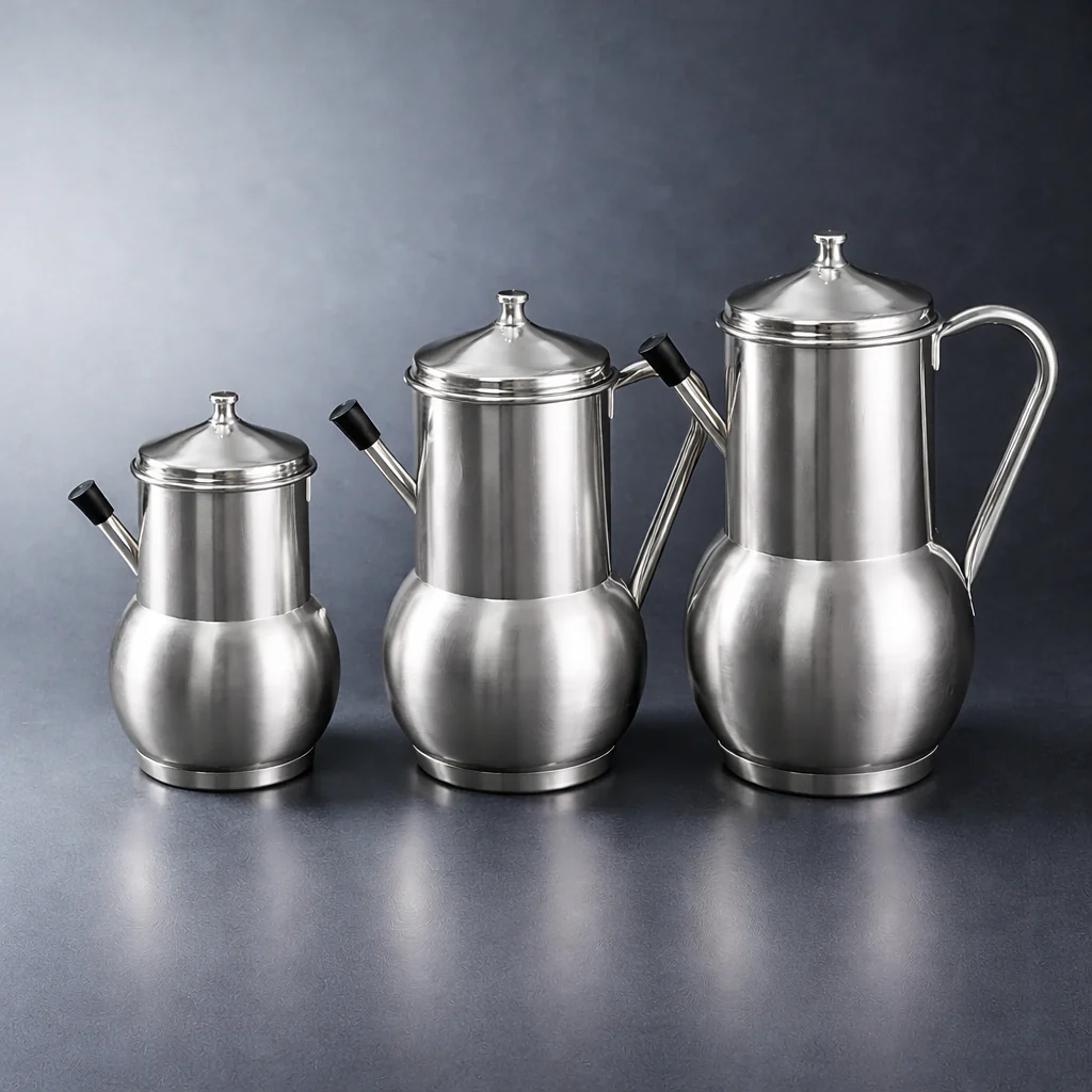 Antique Oil Jug in Stainless Steel - Image 2