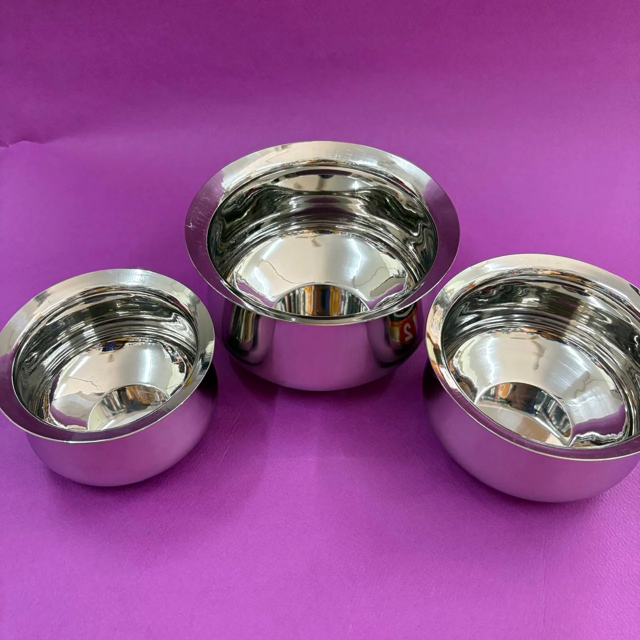 Chettinad Serving Bowl Set (Set of 3) – Stainless Steel - Image 3