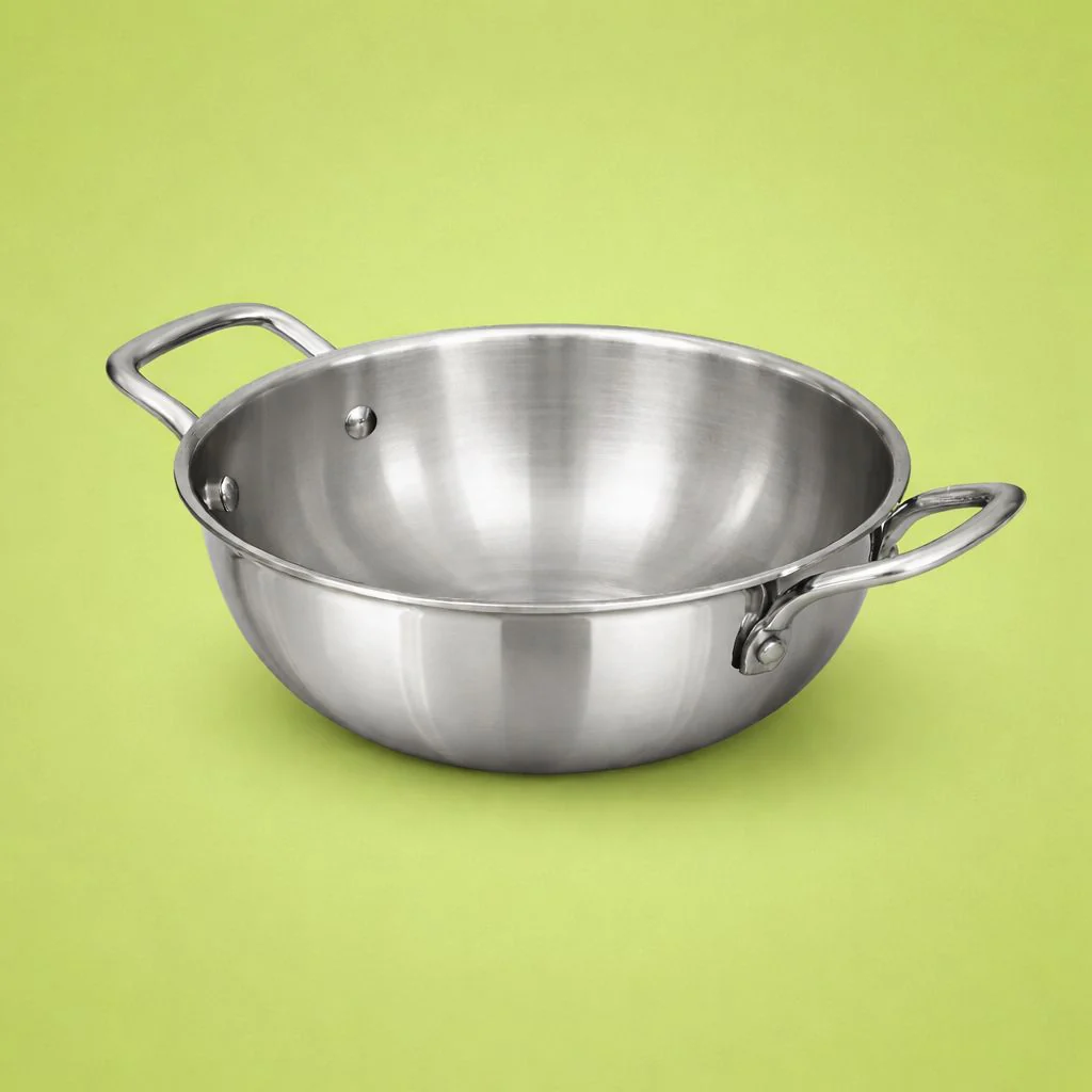Deep Stainless Steel Kadai | Triply Induction Friendly - Image 2