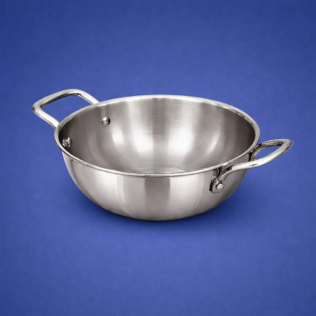 Deep Stainless Steel Kadai | Triply Induction Friendly - Image 3