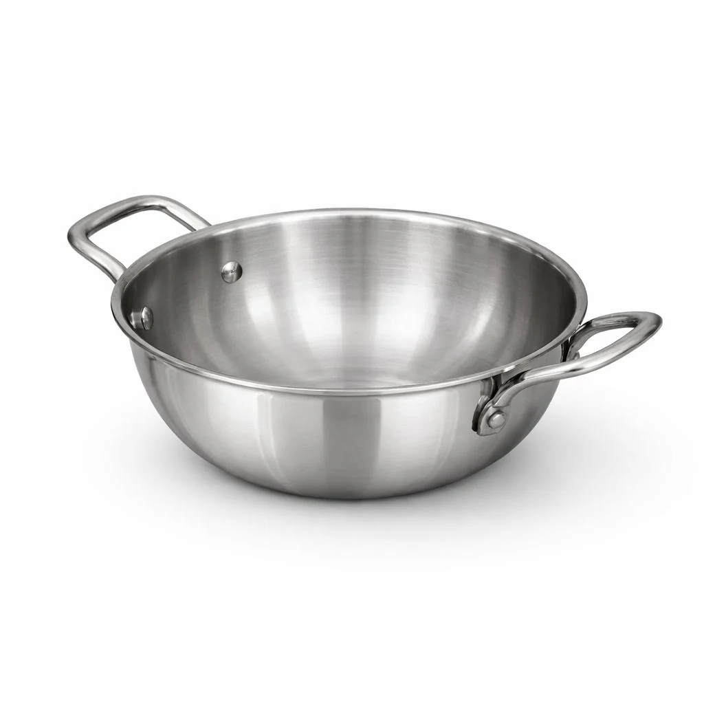 Deep Stainless Steel Kadai | Triply Induction Friendly - Image 4