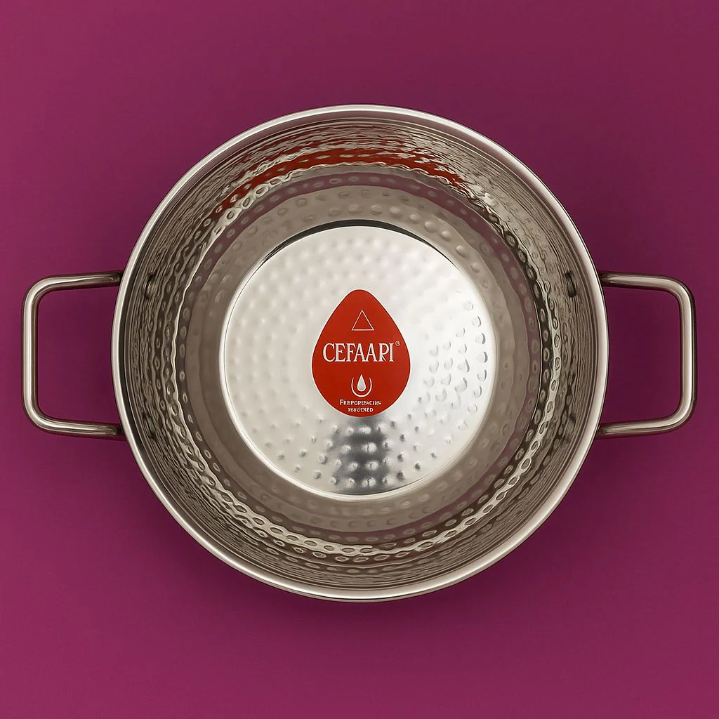 Dotted frying pan / Kadai in stainless steel without lid - Image 5