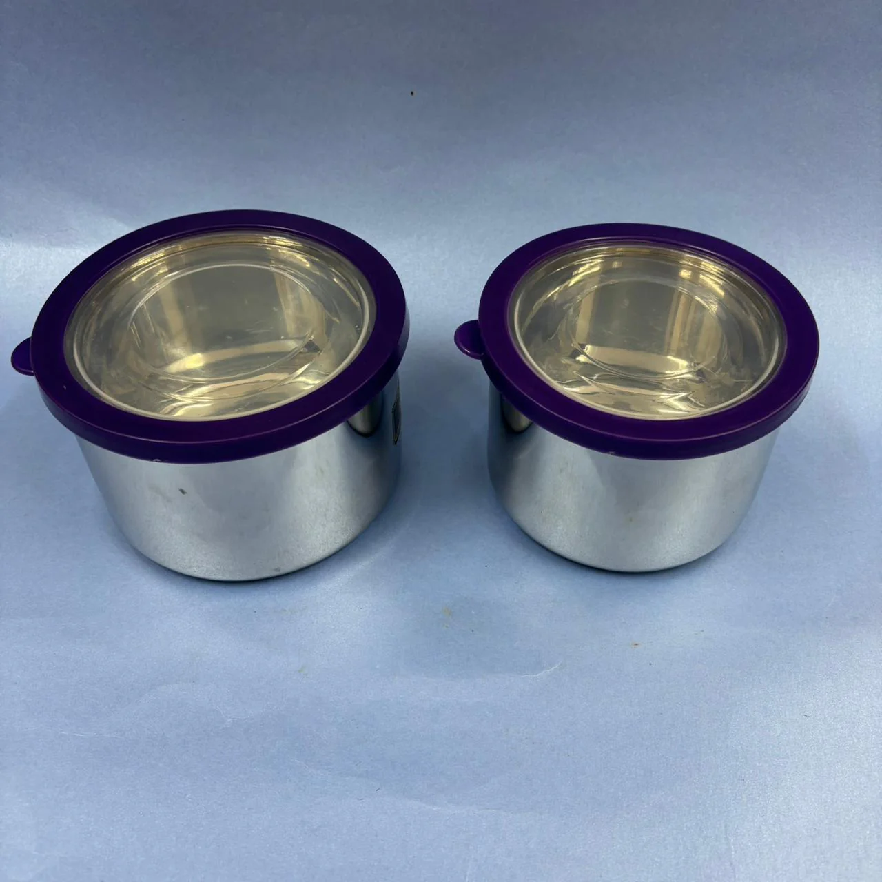 Round Deep Dabba in Stainless Steel with See Through Lid - Image 2
