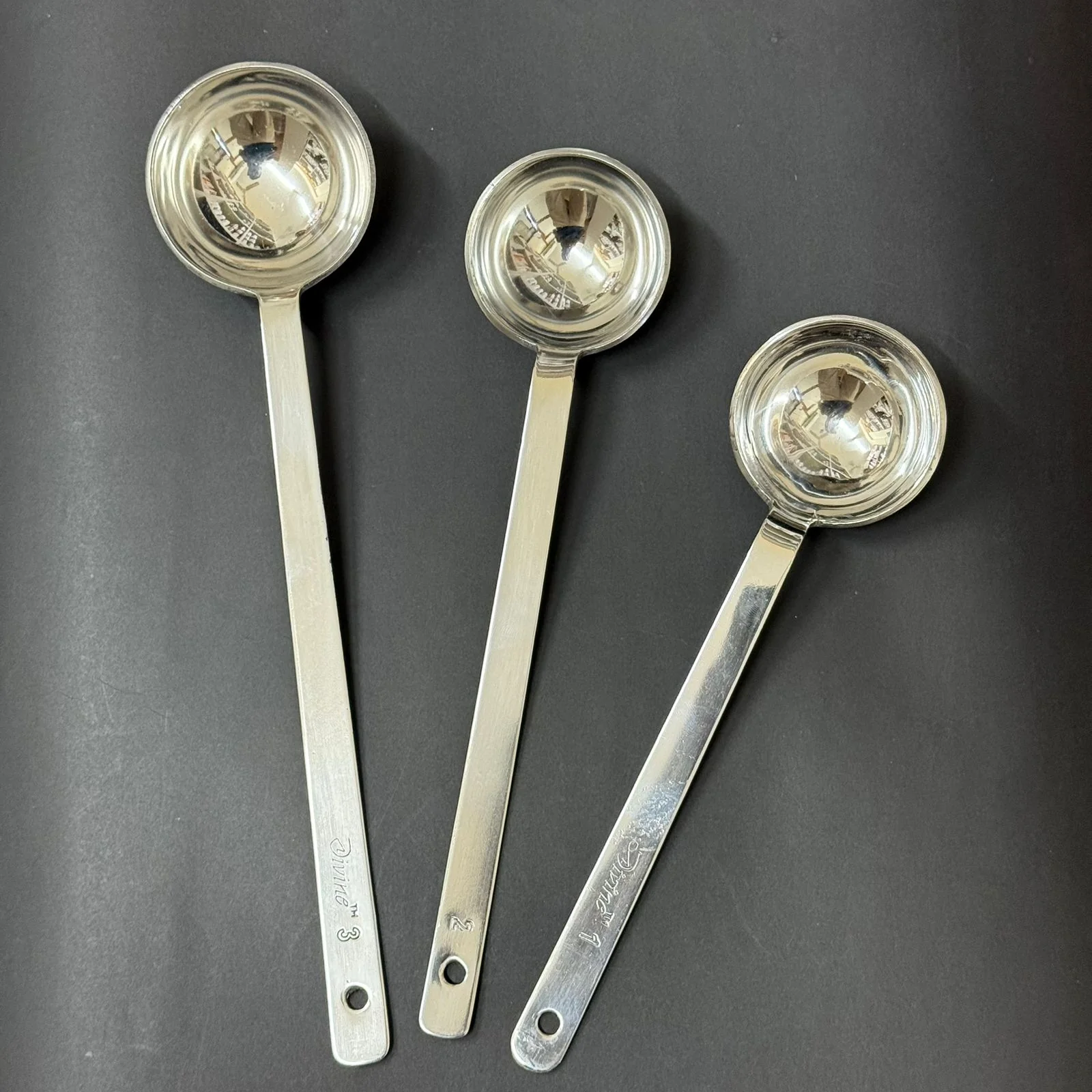 Sambar Kuzhikarandi set of 3 β Large Stainless Steel Ladle