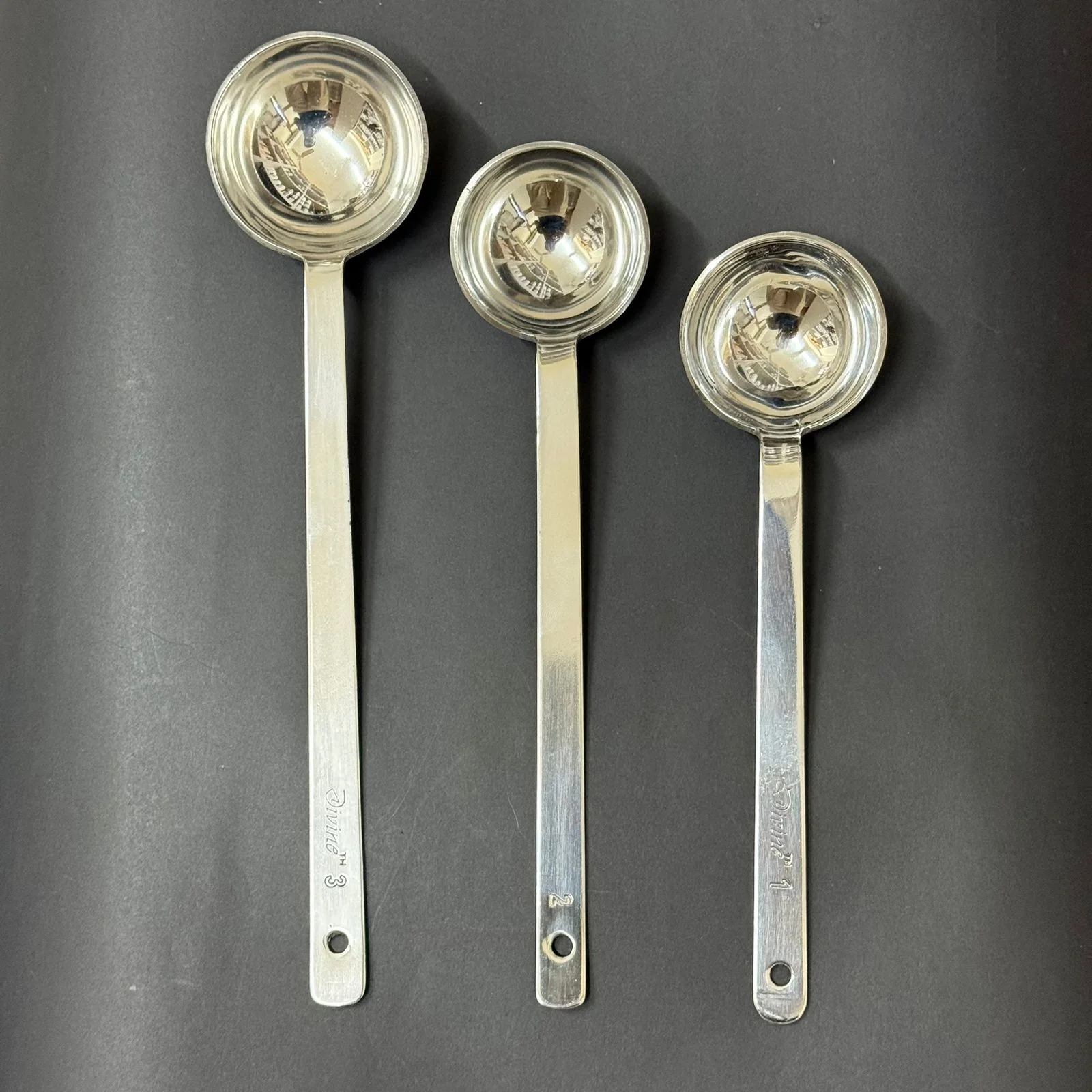 Sambar Kuzhikarandi set of 3 β Large Stainless Steel Ladle - Image 2