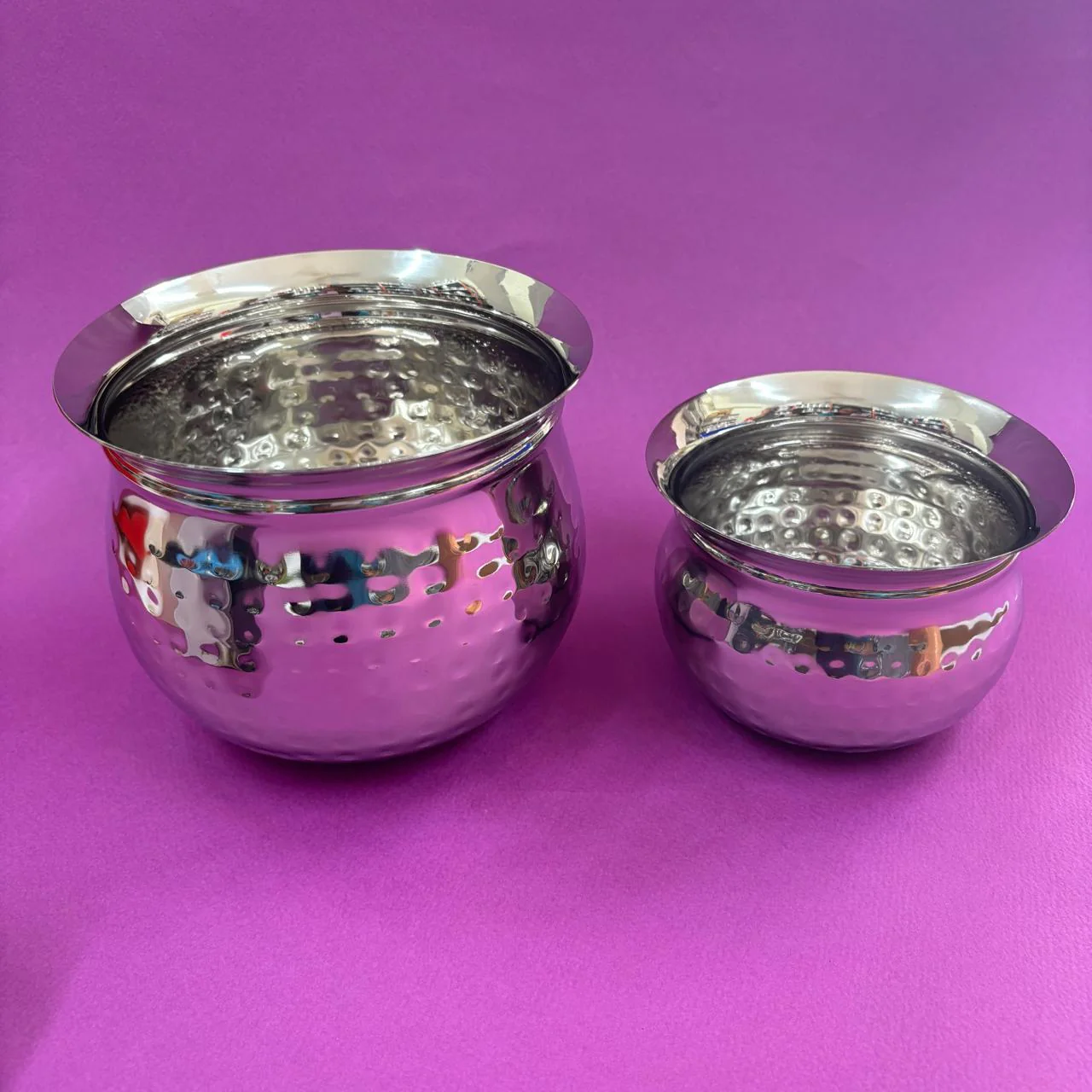 Pottu Gundu - Stainless Steel | Hammered Round Pot for Cooking & Serving - Image 2