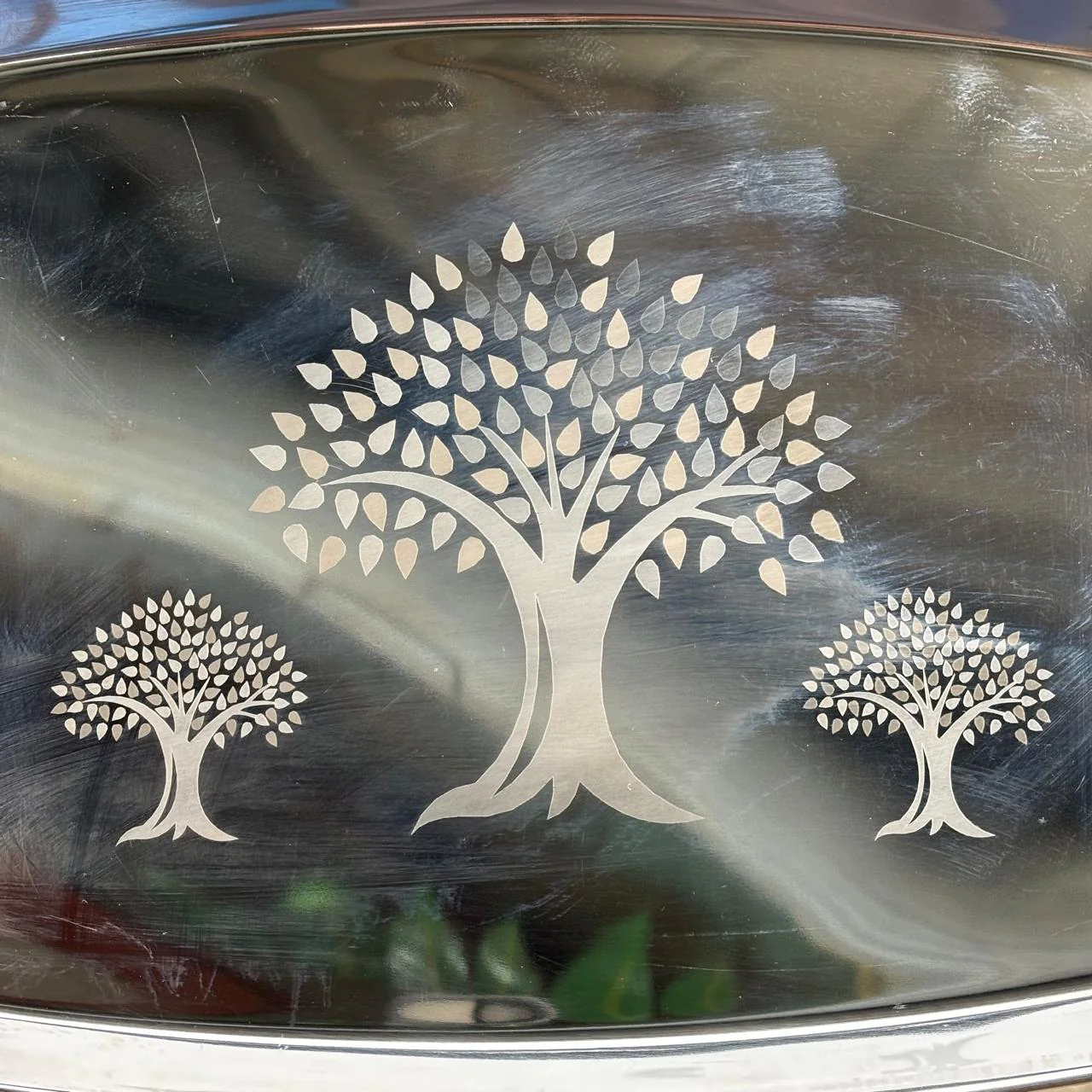 Stainless Steel Serving Tray – Tree Engraved Design - Image 2