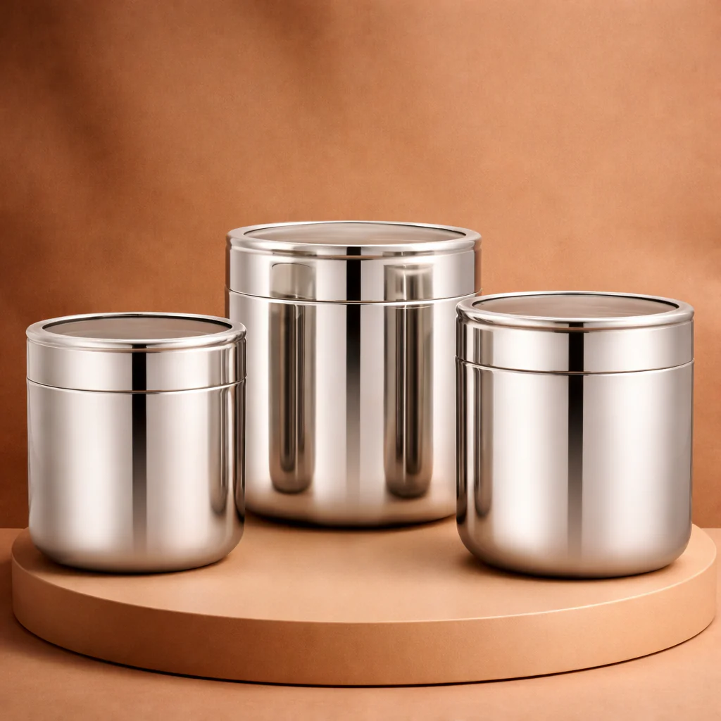 Storage Container with Transparent Lid - Food Grade, Kitchen Storage Jar, Stainless Steel - Image 2